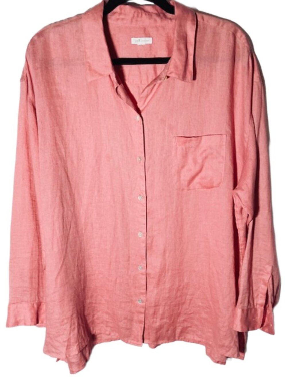 J.Jill Coral/Salmon 100% Linen Love Button Down Shirt/Tunic Size L/XL